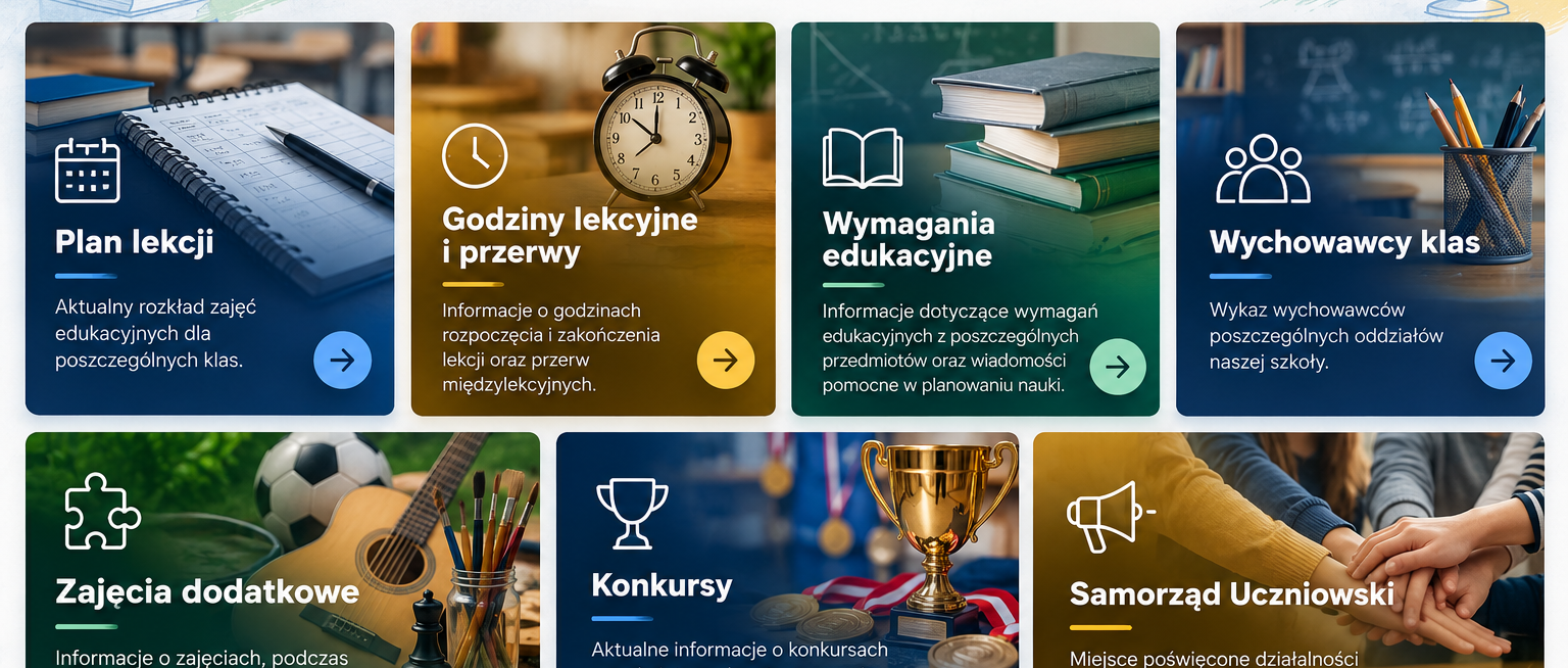 Nowoczesna strona Nauka z kafelkami szkolnymi
