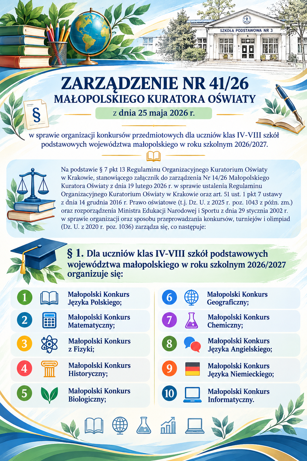 Zarządzenie o konkursach przedmiotowych 2026_2027